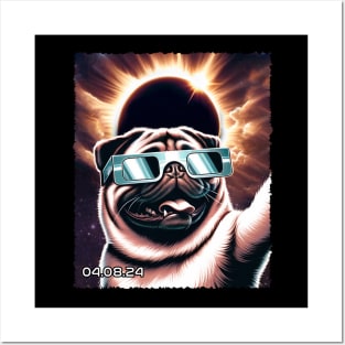 Celestial Pug Eclipse: Trendy Tee for Pug Enthusiasts and Eclipses Posters and Art